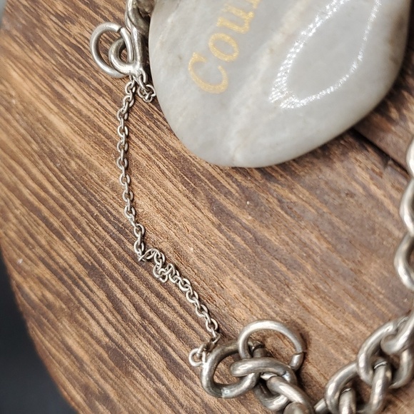 B2727 anklet grunge chain link sterling silver heavy duty - Picture 2 of 3